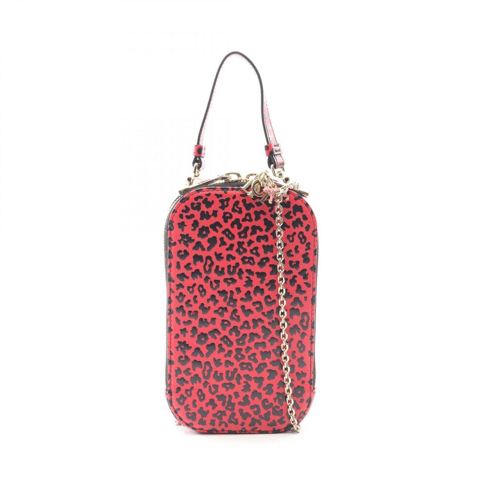Christian Dior LADY Phone Handbag Leather Bag Pink Black
